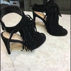 Jessica Simpson Black Fringe Heels